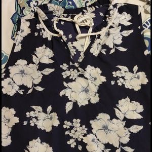 Navy floral blouse